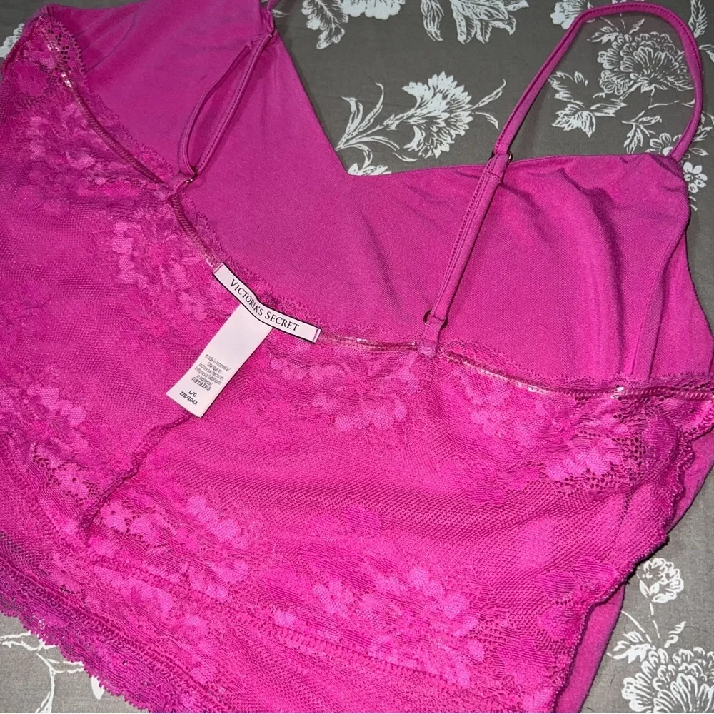 Victoria's Secret Fuchsia Modal Lace Back Cropped Cami Top, Size L